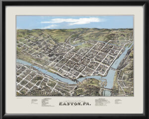 Easton PA 1873 Birds Eye View Map