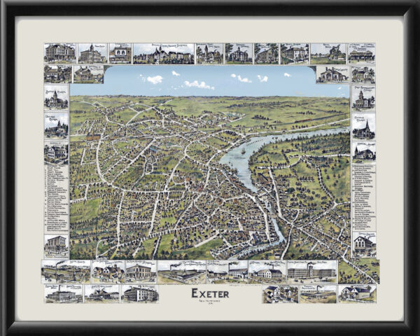 Exeter NH 1896 (Color) Birds Eye View Map