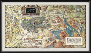 Las Vegas NV 1939 - Still a Frontier Town Birds Eye View Map