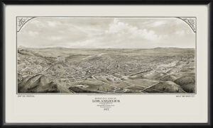 Los Angeles CA 1877 Panoramic View Birds Eye View Map