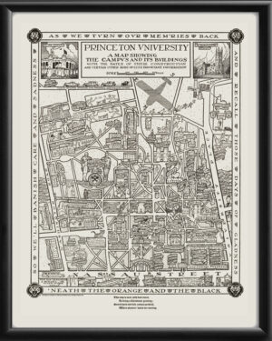 Princeton University 1932 Birds Eye View Map