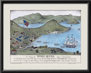 San Francisco (Yerba Buena) CA 1846 Birds Eye View Map