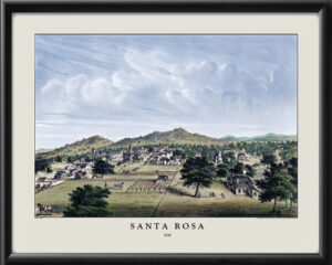 Santa Rosa CA 1859 Birds Eye View Map