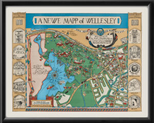 Wellesley MA - Wellesley College 1926 Birds Eye View Map